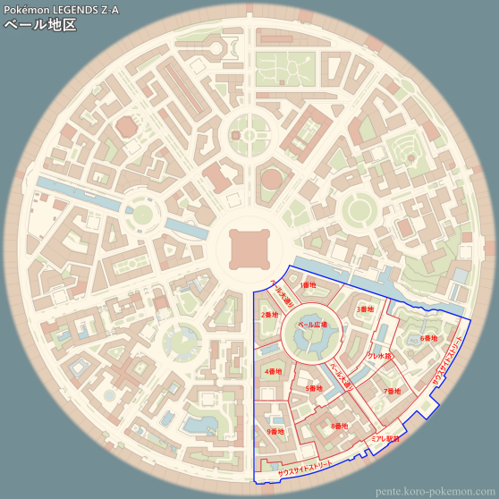 ポケモンレジェンズZ-A ベール地区 (ミアレシティ) マップ