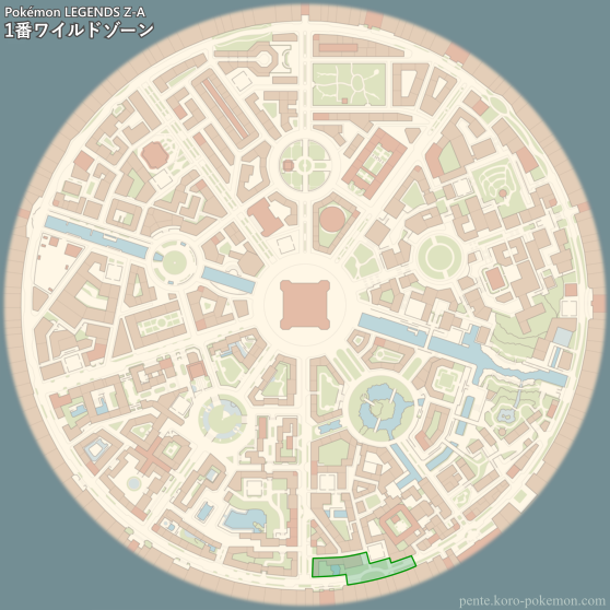 ポケモンレジェンズZ-A 1番ワイルドゾーン (ミアレシティ) マップ