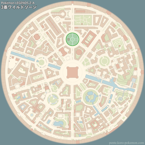 ポケモンレジェンズZ-A 3番ワイルドゾーン (ミアレシティ) マップ