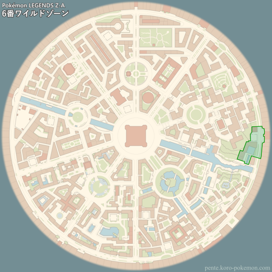 ポケモンレジェンズZ-A 6番ワイルドゾーン (ミアレシティ) マップ