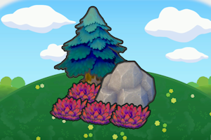 ぽこ あ ポケモン　三角木かげに岩と草むら