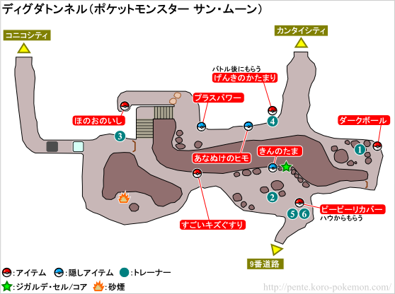 ポケモンサン・ムーン ディグダトンネル マップ